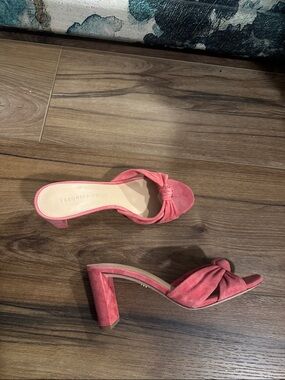 Veronica Beard pink suede mules